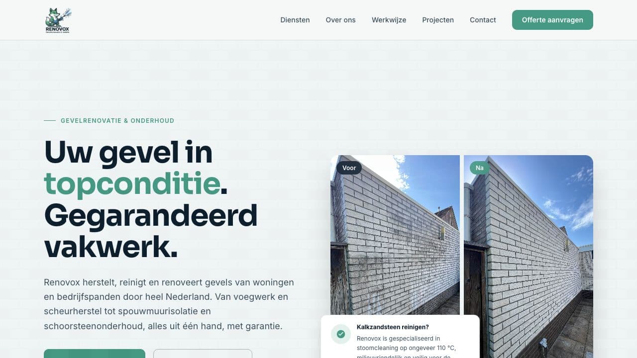 Homepage van Renovox